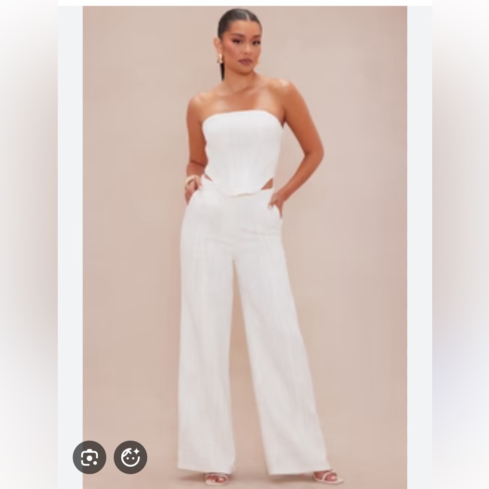 Fashion Nova Leah Tweed Cream 2 piece set